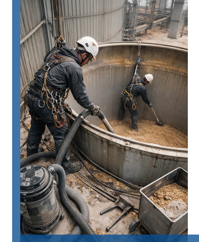 Профессиональная чистка зерновых бункеров в Лобне с выездом