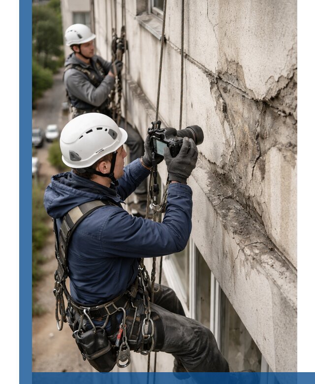 Фотофиксация дефектов фасада с высотной съемкой в Лобне