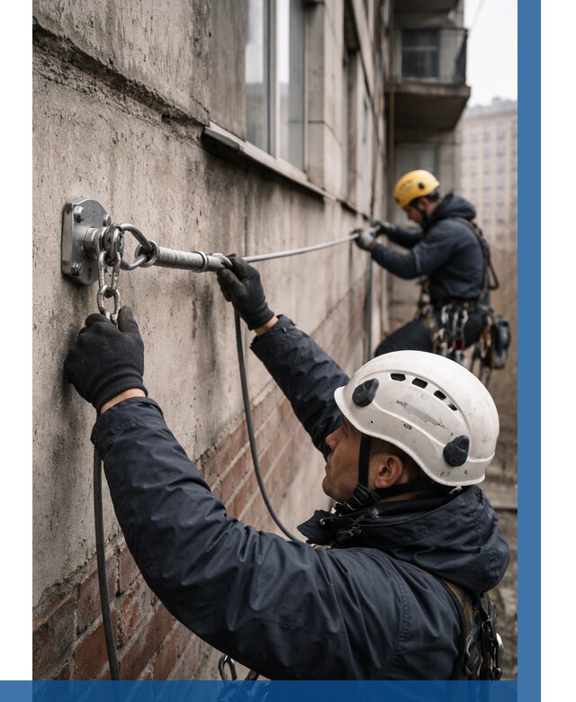 Монтаж анкерных линий в Лобне от 3098 р. | ВЫСОТНИК-Лбн
